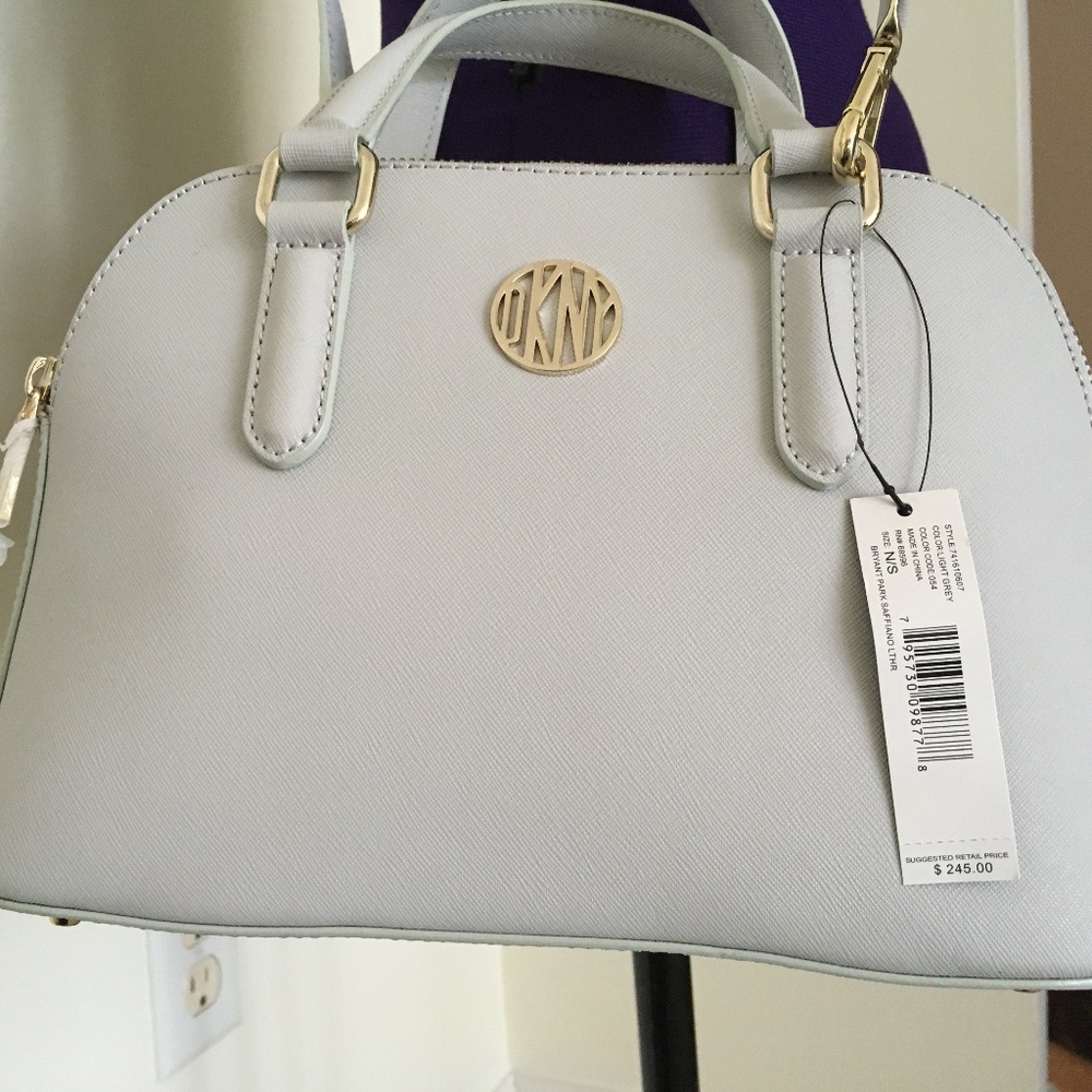 DKNY Light Gray Double Zip Crossbody Handbag NWT - Picture 8 of 15